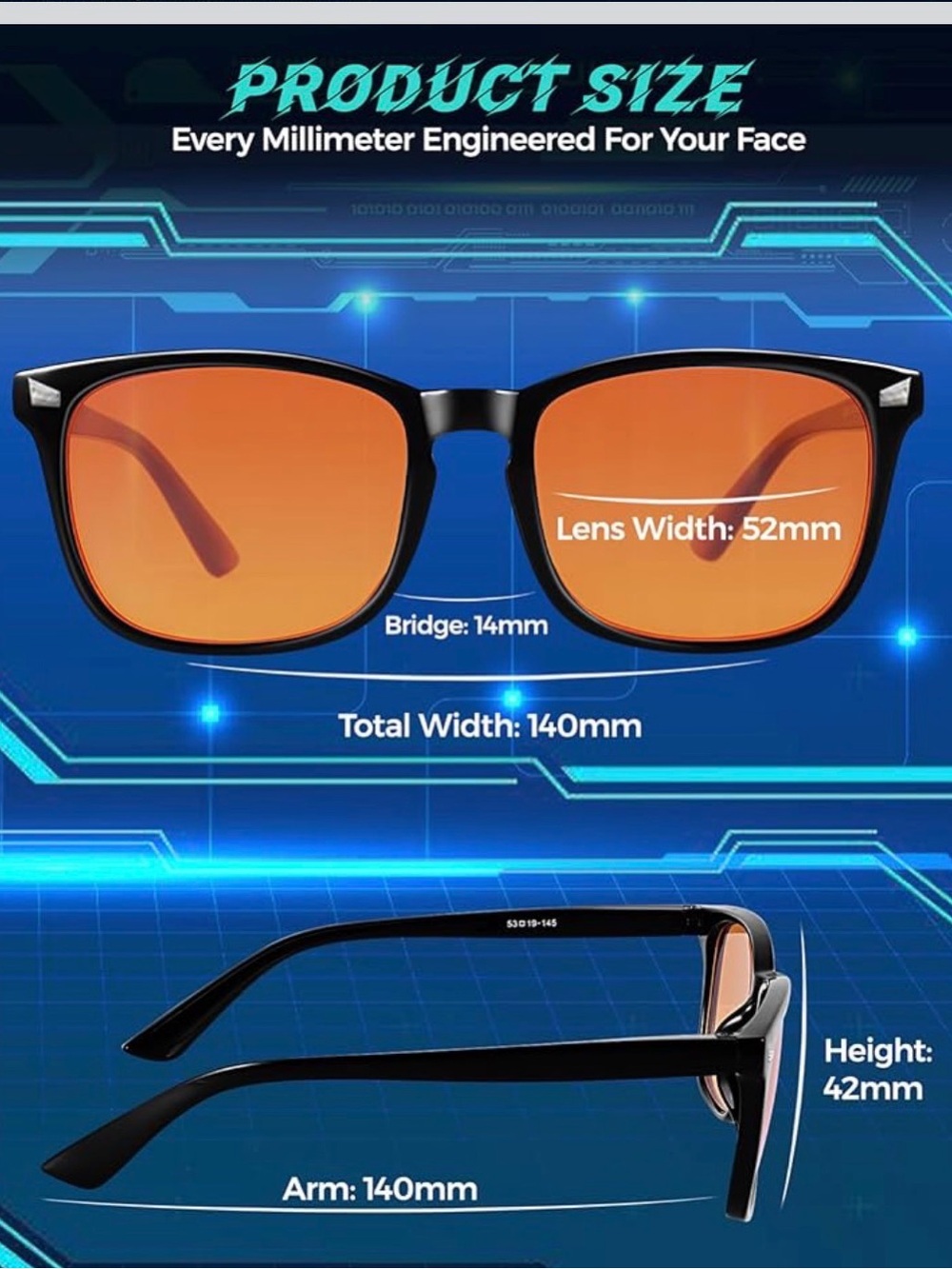 Blue Light Blocking Glasses- clear frames amber tinted - Picture 5 of 6